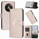 For Realme 12+ Triangle Pattern Buckle Clasp Leather Phone Case(Rose Gold) - 1