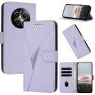 For Realme 12+ Triangle Pattern Buckle Clasp Leather Phone Case(Light Purple) - 1