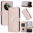 For Realme 12 Pro Triangle Pattern Buckle Clasp Leather Phone Case(Rose Gold) - 1