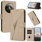 For Realme 12 Pro+ Triangle Pattern Buckle Clasp Leather Phone Case(Gold) - 1