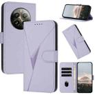 For Realme 12 Pro+ Triangle Pattern Buckle Clasp Leather Phone Case(Light Purple) - 1