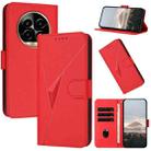 For Realme 13 Pro Triangle Pattern Buckle Clasp Leather Phone Case(Red) - 1