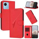 For Realme C30 Triangle Pattern Buckle Clasp Leather Phone Case(Red) - 1