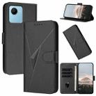 For Realme C30 Triangle Pattern Buckle Clasp Leather Phone Case(Black) - 1