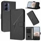 For Realme C33 Triangle Pattern Buckle Clasp Leather Phone Case(Black) - 1