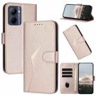 For Realme C33 Triangle Pattern Buckle Clasp Leather Phone Case(Rose Gold) - 1