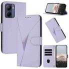 For Realme C33 Triangle Pattern Buckle Clasp Leather Phone Case(Light Purple) - 1