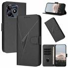 For Realme C53 Triangle Pattern Buckle Clasp Leather Phone Case(Black) - 1