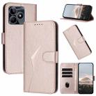 For Realme C53 Triangle Pattern Buckle Clasp Leather Phone Case(Rose Gold) - 1