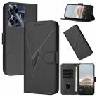 For Realme C55 Triangle Pattern Buckle Clasp Leather Phone Case(Black) - 1