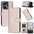 For Realme C55 Triangle Pattern Buckle Clasp Leather Phone Case(Rose Gold) - 1