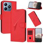 For Realme C63 Triangle Pattern Buckle Clasp Leather Phone Case(Red) - 1