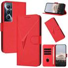 For Realme C65 Triangle Pattern Buckle Clasp Leather Phone Case(Red) - 1