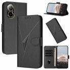 For Realme C67 Triangle Pattern Buckle Clasp Leather Phone Case(Black) - 1