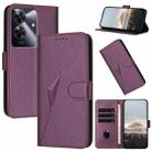 For Realme Note 60 Triangle Pattern Buckle Clasp Leather Phone Case(Dark Purple) - 1