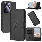 For Realme Note 60 Triangle Pattern Buckle Clasp Leather Phone Case(Black) - 1