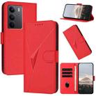 For Realme C75 Global Triangle Pattern Buckle Clasp Leather Phone Case(Red) - 1