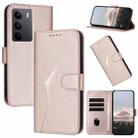 For Realme C75 Global Triangle Pattern Buckle Clasp Leather Phone Case(Rose Gold) - 1