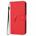 For Realme GT7 Pro Triangle Pattern Buckle Clasp Leather Phone Case(Red) - 2