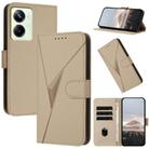 For Realme 10 Pro Triangle Pattern Buckle Clasp Leather Phone Case(Gold) - 1