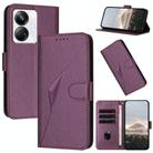 For Realme 10 Pro+ Triangle Pattern Buckle Clasp Leather Phone Case(Dark Purple) - 1