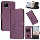For Realme C20 / C11 2021 / C21 Triangle Pattern Buckle Clasp Leather Phone Case(Dark Purple) - 1