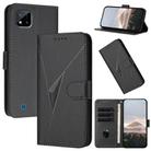 For Realme C20 / C11 2021 / C21 Triangle Pattern Buckle Clasp Leather Phone Case(Black) - 1