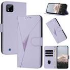 For Realme C20 / C11 2021 / C21 Triangle Pattern Buckle Clasp Leather Phone Case(Light Purple) - 1