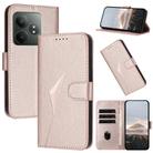 For Realme GT 6 / GT 6T Triangle Pattern Buckle Clasp Leather Phone Case(Rose Gold) - 1
