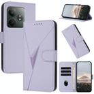 For Realme GT 6 / GT 6T Triangle Pattern Buckle Clasp Leather Phone Case(Light Purple) - 1