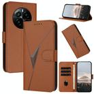 For Realme GT5 Pro Triangle Pattern Buckle Clasp Leather Phone Case(Brown) - 1