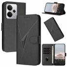 For Realme 14 / P3 5G Global Triangle Pattern Buckle Clasp Leather Phone Case(Black) - 1
