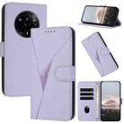 For Realme 14 Pro Triangle Pattern Buckle Clasp Leather Phone Case(Light Purple) - 1