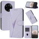For Realme 14 Pro+ Triangle Pattern Buckle Clasp Leather Phone Case(Light Purple) - 1