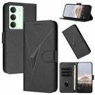 For Realme 14x Global Triangle Pattern Buckle Clasp Leather Phone Case(Black) - 1