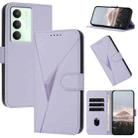 For Realme 14x Global Triangle Pattern Buckle Clasp Leather Phone Case(Light Purple) - 1