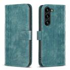 For Samsung Galaxy S25 5G Plaid Embossed Leather Phone Case(Green) - 1