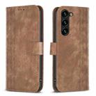 For Samsung Galaxy S25+ 5G Plaid Embossed Leather Phone Case(Brown) - 1