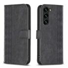 For Samsung Galaxy S25+ 5G Plaid Embossed Leather Phone Case(Black) - 1