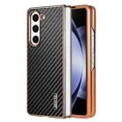 For Samsung Galaxy Z Fold6 5G AZNS Electroplated Edge Carbon Fiber Texture Phone Case(Black) - 1