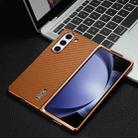 For Samsung Galaxy Z Fold5 5G AZNS Electroplated Edge Carbon Fiber Texture Phone Case(Brown) - 2