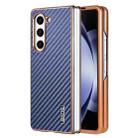 For Samsung Galaxy Z Fold5 5G AZNS Electroplated Edge Carbon Fiber Texture Phone Case(Blue) - 1