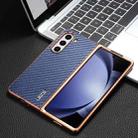 For Samsung Galaxy Z Fold5 5G AZNS Electroplated Edge Carbon Fiber Texture Phone Case(Blue) - 2