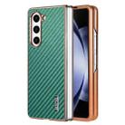 For Samsung Galaxy Z Fold5 5G AZNS Electroplated Edge Carbon Fiber Texture Phone Case(Green) - 1