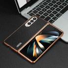 For Samsung Galaxy Z Fold4 5G AZNS Electroplated Edge Carbon Fiber Texture Phone Case(Black) - 2