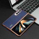 For Samsung Galaxy Z Fold4 5G AZNS Electroplated Edge Carbon Fiber Texture Phone Case(Blue) - 2