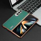 For Samsung Galaxy Z Fold4 5G AZNS Electroplated Edge Carbon Fiber Texture Phone Case(Green) - 2