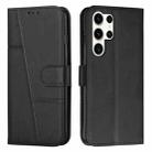 For Samsung Galaxy S25 Ultra 5G Stitching Calf Texture Buckle Leather Phone Case(Black) - 1