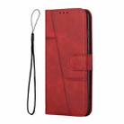 For Samsung Galaxy S25 / S24 5G Stitching Calf Texture Buckle Leather Phone Case(Red) - 2
