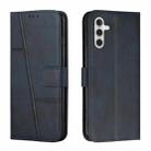 For Samsung Galaxy S25 / S24 5G Stitching Calf Texture Buckle Leather Phone Case(Blue) - 1